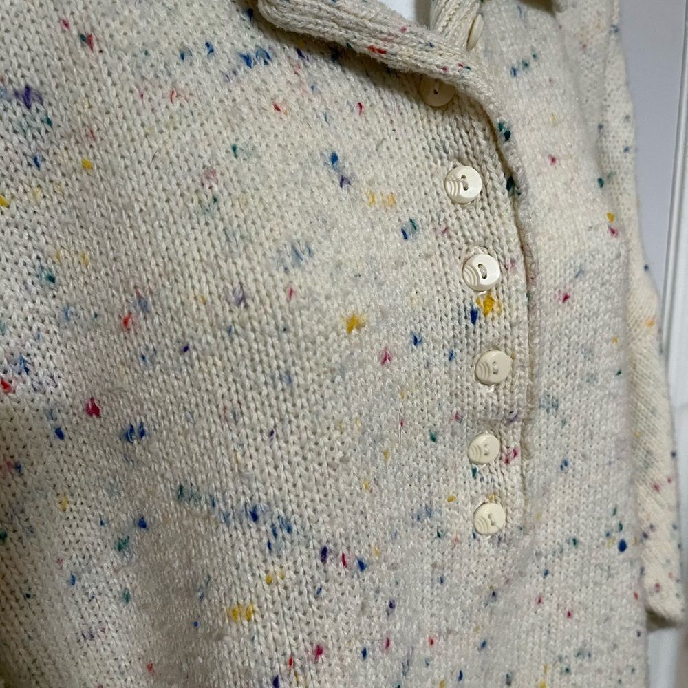 Cream confetti color knit short sleeve oversized sweater fits like XXL - Picture 6 of 7